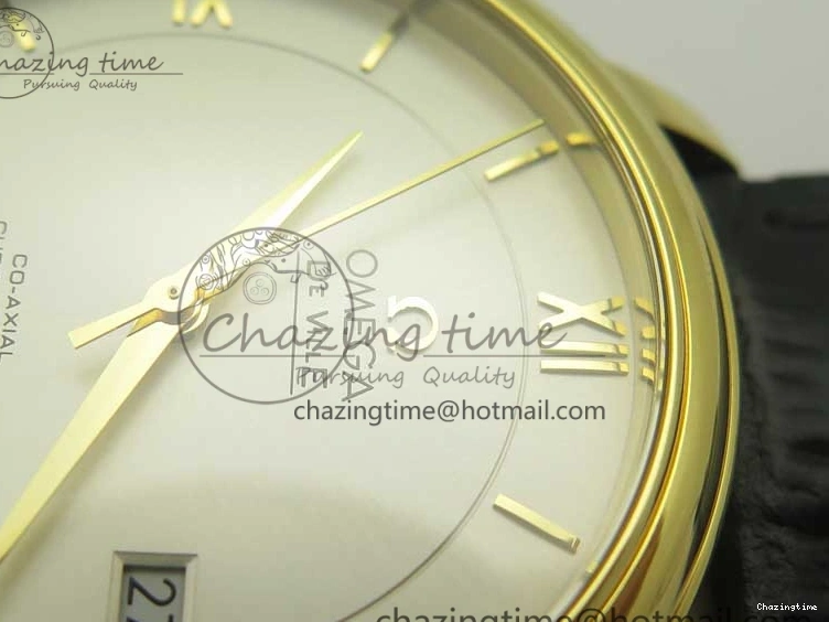 0429 UrbanChic De Ville YG MKF 1:1 Best Edition Silver Dial YG Markers on Black Leather Strap MIYOTA 9015 V 8048